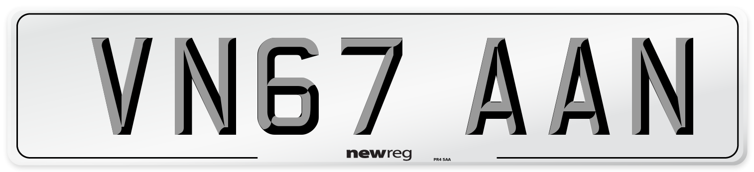VN67 AAN Number Plate from New Reg